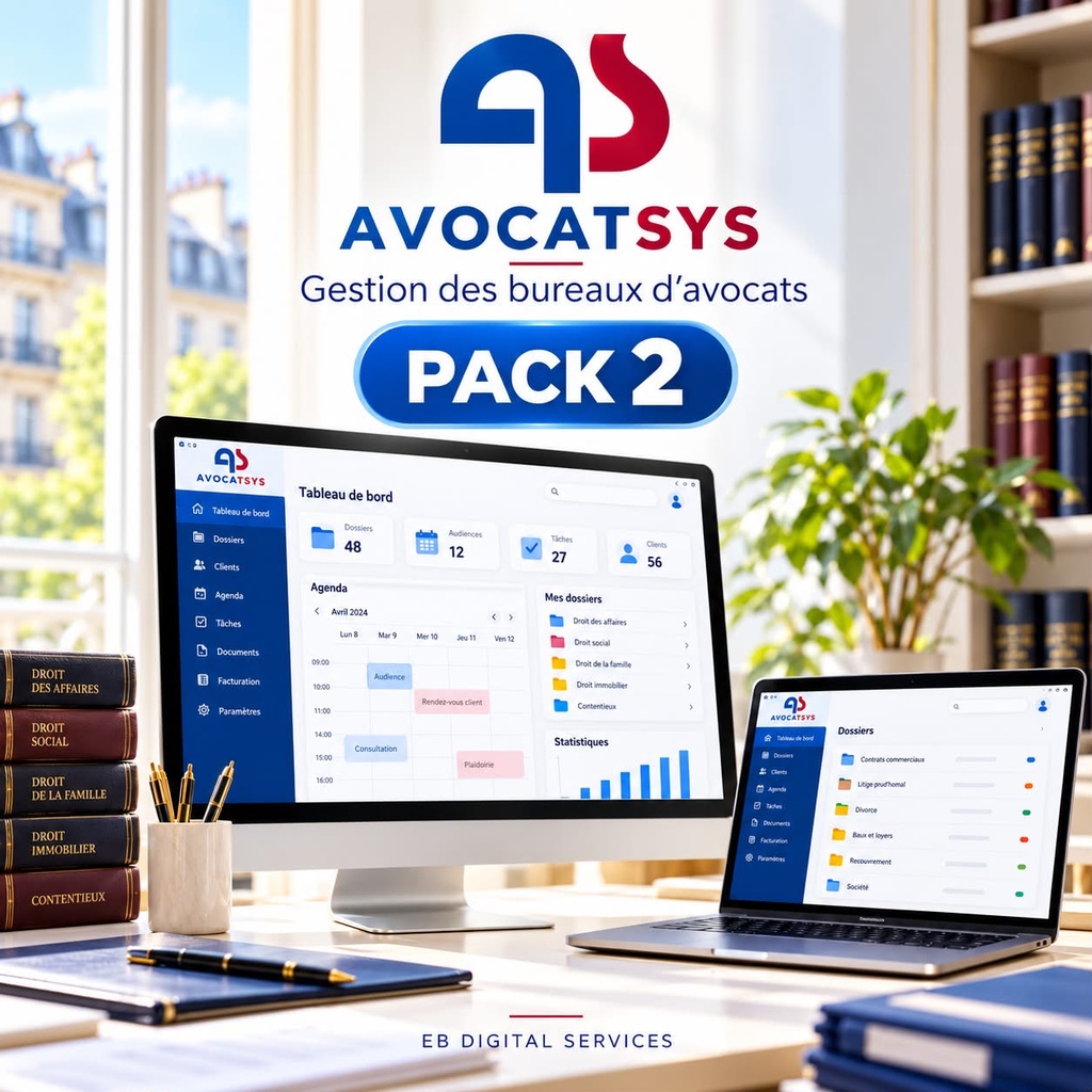 Application Réseau De Gestion Des Bureaux Des Avocats "AVOCATSYS" PACK1 (copie)