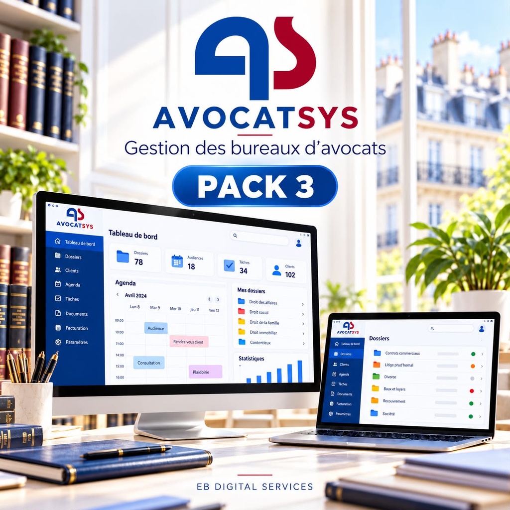Application Réseau De Gestion Des Bureaux Des Avocats "AVOCATSYS" PACK2 (copie)